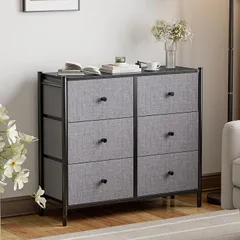 IKIFLY 収納 チェスト タンス 布製 洋服収納 引き出し 衣裝ケース オシャレ リビング収納 寝室 木製天板 転倒防止 一人暮らし北欧風 3段6杯幅88.5x奥行30x高さ76cm (グレー,  幅88.5CM)