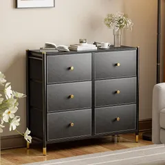 IKIFLY 収納 チェスト タンス 布製 洋服収納 引き出し 衣裝ケース オシャレ リビング収納 寝室 木製天板 転倒防止 一人暮らし北欧風 3段6杯幅88.5x奥行30x高さ76cm (ブラック,  幅88.5CM)