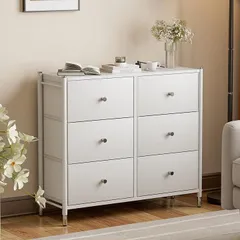 IKIFLY 収納 チェスト タンス 布製 洋服収納 箪笥 引き出し 衣裝ケース オシャレ たんす リビング収納 寝室 木製天板 転倒防止 一人暮らし北欧風 3段6杯幅88.5x奥行30x高さ76cm (ホワイト,  幅88.5CM)