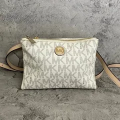美品　MICHAEL KORS マイケルコース　ショルダーバッグ　レザー　ロゴ　ベージュ　白