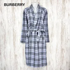 BURBERRY LONDON バーバリーロンドン ノバチェック 総柄 ウール ベルト付き スプリング ガウンコート ブルー