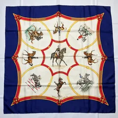 2509-397｜エルメス カレ90 スカーフ ネイビー タグあり