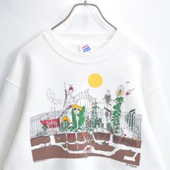 90s USA製 ネコ刺繍 アートTシャツ XL ショート丈 ボックスシルエット