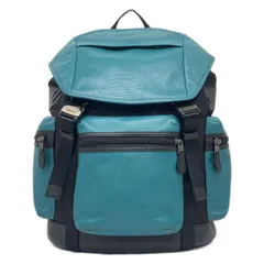 COACH(コーチ) リュックサック - F57477 黒×ブルーグリーン レザー