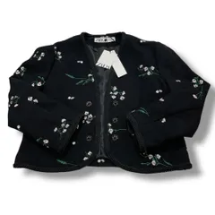 タグ付き 未使用品 ZARA ザラ エングロイダリー テクスチャージャケット サイズM ブラック 黒 花 フラワー柄 ノーカラー ショート丈 レディース 春 ゴーゴー古着マルイ草加店3499