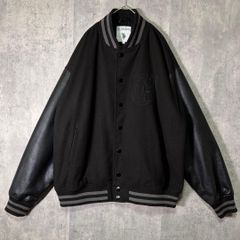 DC SHOEワッペンロゴ ブラックスウェットスタジャンXLゆったりサイズ 