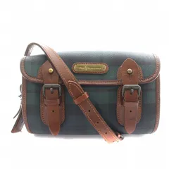 ポロ ラルフローレン POLO RALPH LAUREN ショルダーバッグ チェック コーティングキャンバス レザー ベルト バッグタグ付き 緑 グリーン 紺 ネイビー 茶 ブラウン /NW1 ■BM