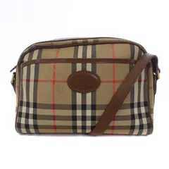 バーバリーズ Burberrys ヴィンテージ ショルダーバッグ ノバチェック キャンバス レザー 茶 ブラウン /BM ■BM