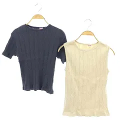 ヤングアンドオルセン YOUNG & OLSEN イエナ別注パックTシャツ2枚セット カットソー 半袖 ノースリーブ F 紺 ネイビー ベージュ /SY ■OSのサムネイル