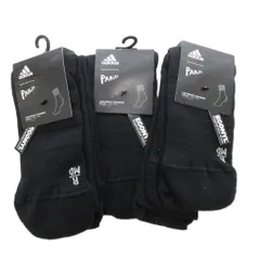 アディダス adidas タグ付き ALPHASKIN ハーフクッションクルーソックス まとめ 3点セット 靴下 25-27cm 黒 ブラック /GV