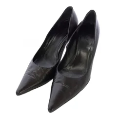 グッチ GUCCI レザー パンプス ポインテッドトゥ ヒール 36.5 C 黒 /TK ●D