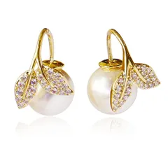 【数量限定】可愛いパール葉ピアス レディース 人気 金属アレルギー対応 リング ピアス18金 つけっぱなし ゆれる 大人イヤリング 耳飾り…