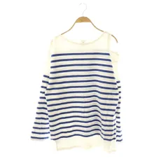 6 ROKU BEAUTY&YOUTH B&Y ロク ビューティーアンドユース RASCHEL BORDER SHOLDER HOLE PULLOVER カットソー ボーダー ホワイト ブルー /DF ■OS ■SH