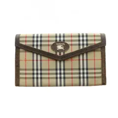 バーバリーズ Burberrys 長財布 ウォレット 札入れ ロゴ ノバチェック レザー キャンバス 茶 ブラウン ■GY11 /MQ