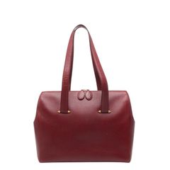 美品】カルティエ トートバッグ A4可 レザー ボルドー ゴールド金具