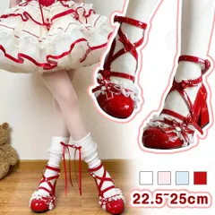 パンプス Lolita靴  厚底パンプス 22.5-25cm メリージェーン靴 ロリータ レース リボン シューズ レディース 靴  女性 新品 カジュアル 可愛いリボン