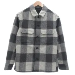 ユニクロ UNIQLO シャツジャケット XS ホワイト グレー チェック柄 レギュラーカラー 長袖 /ML ■GY66