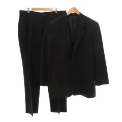 パパス Papas スーツ セットアップ テーラードジャケット スラックス パンツ ウール L 黒 ブラック /JS ■GY12