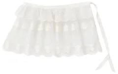 [UTO14] 付け裾 レース巻き スカート レディース 刺繍 韓国 アイドル ホワイト ふりふり ファッション コスプレ おしゃれ 重ね着 フリル 女性用 学生 コリアン ガールズ シースルー チュールスカート ミニスカート (タイプ1) [タイプ①]