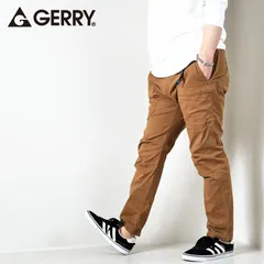 GERRY ベルト付き キャンプ クライミング カーゴパンツ メンズ サイドポケット付き ギアパンツ ストレッチデニム ストレッチチノ ジーンズ ジーパン スリムテーパード 茶 ブリック レンガ M L LL XL ブラウンダック 077770