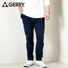GERRY ベルト付き キャンプ クライミング カーゴパンツ メンズ サイドポケット付き ギアパンツ ストレッチデニム ストレッチチノ ジーンズ ジーパン スリムテーパード 青 インディゴ M L LL XL ブルー 077770