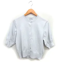 グリーンレーベルリラクシング ユナイテッドアローズ green label relaxing カーディガン ニット ラメ クロップド ハイゲージ リブ 五分袖 ライトグレー /NT22