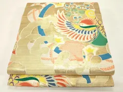 平和屋着物＊夏物　アンティーク　大正ロマン　丸帯　花鳥文　金糸　正絹　逸品　CABD4385dy
