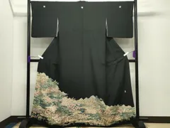 平和屋着物●豪華黒留袖　友禅　作家物　御所解松竹梅文　正絹　逸品　CABD8948gh