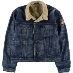 古着 ラルフローレン Ralph Lauren Polo Ralph Lauren 星条旗柄 中綿入り デニムボアジャケット メンズXL相当/eaa619727