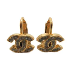 シャネル CHANEL ヴィンテージ 70年代 ココマーク イヤリング イヤーカフ アクセサリー ラインストーン ゴールドカラー 2032 ☆AA★