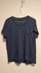 DKNY ネイビー ポケット 半袖 Tシャツ 麻100％