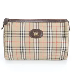 美品 バーバリー ノバ チェック レザー ナイロン セカンドバッグ クラッチ ポーチ 通勤 ブラウン メンズ レディース EWM DP28-1【中古】