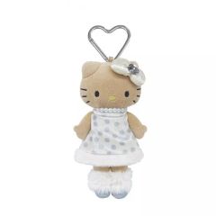 新品 ハローキティ ぬいぐるみキーホルダー 水玉 パール ファー 美品