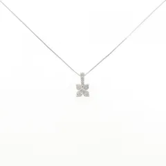 K18WG フラワー ダイヤモンド ネックレス 0.30CT