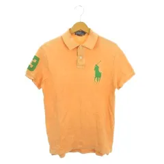 ポロ バイ ラルフローレン Polo by Ralph Lauren ポロシャツ ビッグポニー M SLIM FIT オレンジ 半袖 ポロプレイヤーロゴ刺繍 数字アップリケ /AH1 ■GY61