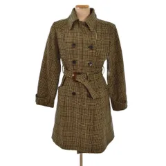 ミッシェルクラン MICHEL KLEIN トレンチコート ベルト付き チェック柄 総柄 ミドル丈 襟付き 40 ベージュ 黒 ブラック オレンジ FKUAM-52490 ■ECD001