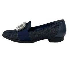 DIANA(ダイアナ) ローファー 24 レディース - ダークネイビー パール/ラインストーン レザー