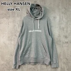 HELLY HANSEN ヘリーハンセン ロゴプリント スウェットパーカー グレー プルオーバー フーディー スポーツウェア アウトドア キャンプ ビッグシルエット オーバーサイズ 古着 ストリート スエット  XLサイズ ★ ◆■