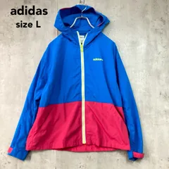 adidas NEO アディダスネオ ウィンドブレーカー ナイロンジャケット ブルー ナイロン100% ジップアップ フード付き 配色切替 バイカラー スポーツウェア トレーニング ランニング S05877 Lサイズ ★ ■◇