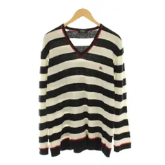 バーバリーブラックレーベル BURBERRY BLACK LABEL セーター ニット Vネック ボーダー 長袖 3 黒 白 /YM ■ECD001
