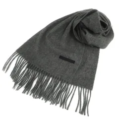 カシミヤ Cashmere マフラー フリンジ シンプル 無地 起毛 グレー