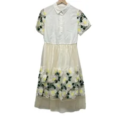 Chesty(チェスティ) ワンピース サイズ0 XS レディース 白×アイボリー×グリーン フラワー/刺繍