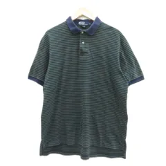 ポロ バイ ラルフローレン Polo by Ralph Lauren ポロシャツ L 緑 グリーン 紺 ネイビー ボーダー柄 半袖 /YS72 ■ECD001
