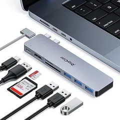 0305 RayCue Macbook Air/Pro ハブ 7ポートUSB C 変換アダプタ ドッキングステーション PD充電 Thunderbolt 3 SD/TFカード USB3.0ポート*3 超軽量 コンパクト NABI_952