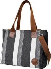 0305 (ブラック) トートバッグ レディース キャンバス 斜めがけショルダーバッグ 人気 肩掛け 帆布 a4 大容量 ファスナー付き メンズ レディース おしゃれ かわいい 軽量 シンプル 無地 買い物 旅行 通勤 通学 男女兼用 (ブ NABI_954