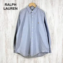 90s 古着 RALPH LAUREN ラルフローレン カラーポニーロゴ刺繡 BD ボタンダウン オックスフォード 長袖 シャツ ブルー