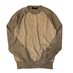 J.CREW コットンニット セーター ラグランスリーブ バイカラー ベージュ メンズ 古着 M