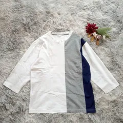 Ikka イッカ (M) 配色デザインカットソー パネルデザイン ラウンドネック 長袖　Tシャツ　カットソー　ロンT　インナー　重ね着　メンズ