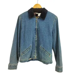 ダナキャランニューヨークジーンズ DKNY JEANS 90S 旧タグ 裏地チェック コーデュロイ切替 ジップアップ デニムジャケット メンズ import：M 