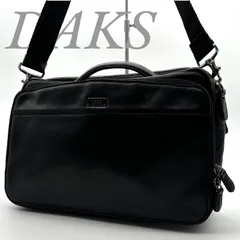 【B4708】 DAKS ダックス 2way ハンドバッグ ショルダーストラップ レザー ブラック 手持ち 斜め掛け ビジネス メンズ